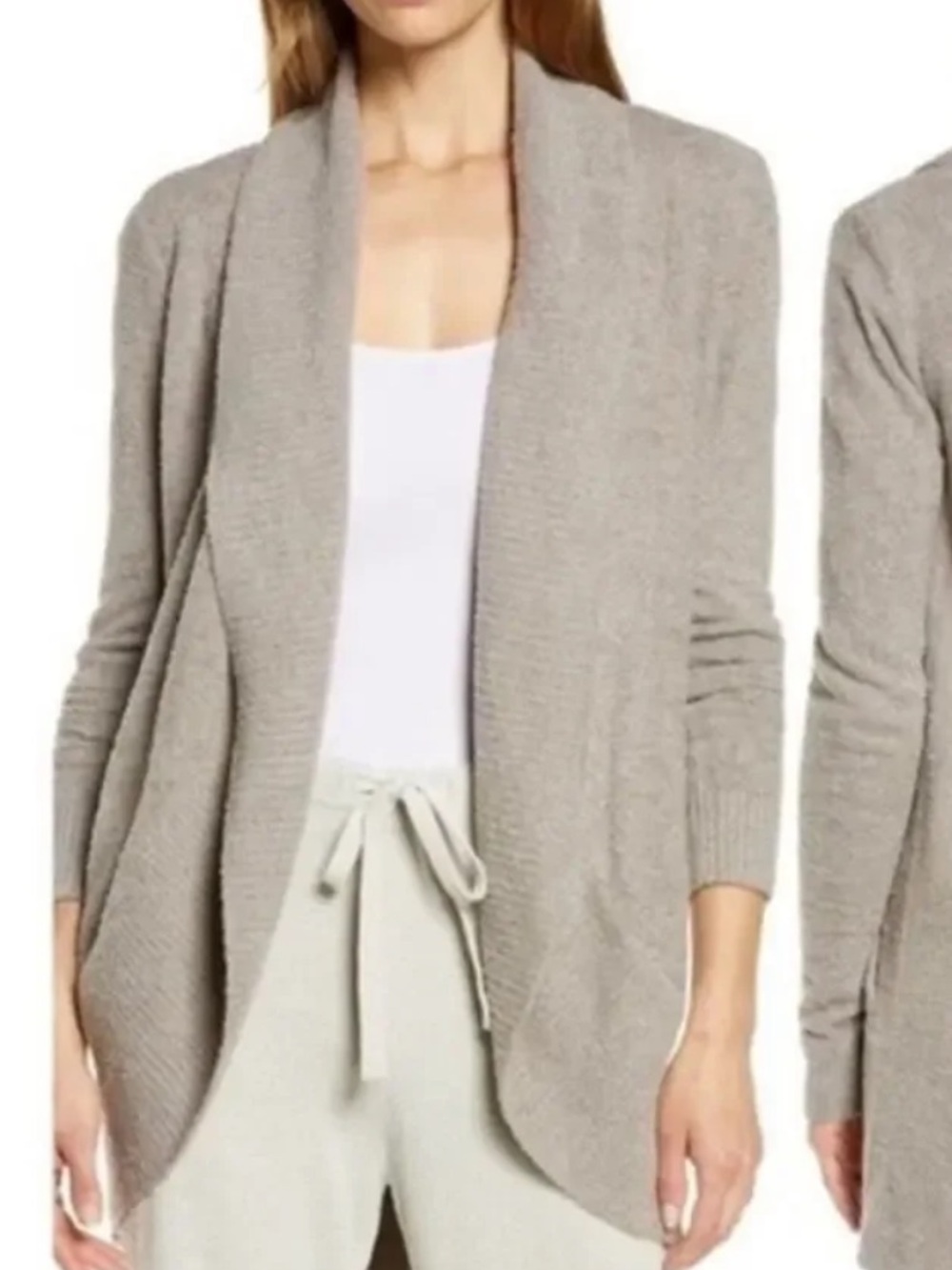 Barefoot Dreams Open-Front Shawl Collar Cardigan - Light Taupe